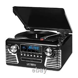 Retro Record Player with Bluetooth and 3-Speed Turntable Plus Built-in CD Player