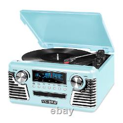 Retro Record Player with Bluetooth and 3-speed Turntable Turquoise Teal