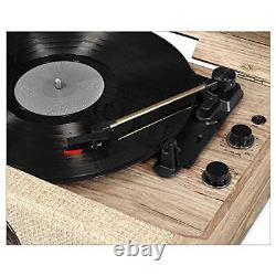 S 4-in-1 Highland Bluetooth Record Player with 3-Speed Turntable with FM Rad