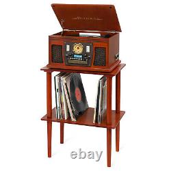 Small Retro WoodenTurntable Stand Table Record Player Vinyl LP Storage Dividers