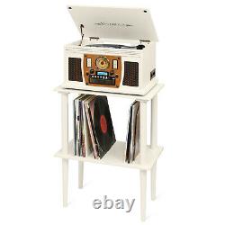 Small Retro WoodenTurntable Stand Table Record Player Vinyl LP Storage Dividers
