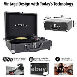 Speaker, Victrola Journey Bluetooth Suitcase Record Player 3-Speed Turntable