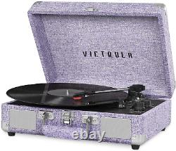 Suitcase Record Player Built In Speaker Extra Stylus Bluetooth Portable 3 Speed