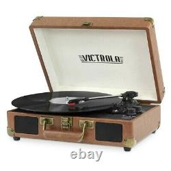 Turntable Vinyl Record Player Portable Suitcase with Bluetooth Speakers 3-Speed