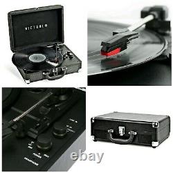 VICTROLA Journey Suitcase Record Player 3 Speed Turntable BLACK VWM10BLK