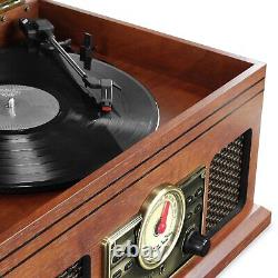 VTA-250B-MAH 4-in-1 Nostalgic Bluetooth Record Player with 3-Speed Turntable