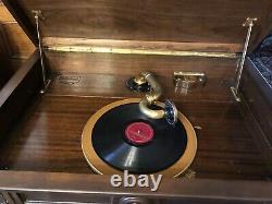 Victor Victrola Credenza Orphophonics Phonograph Antique Walnut 78 Player Works