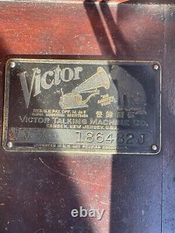 Victor Victrola VV-X 1920s Antique Phonograph Cabinet Record Player-Read
