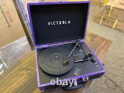 Victrola 3-speed Suitcase Record Player Purple Glitter with Bluetooth No Box