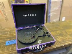 Victrola 3-speed Suitcase Record Player Purple Glitter with Bluetooth No Box