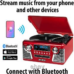 Victrola 50's Retro Bluetooth Record Player & Multimedia Center 1SFA, Red