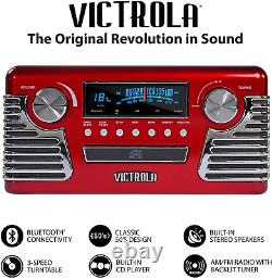 Victrola 50's Retro Bluetooth Record Player & Multimedia Center 1SFA, Red