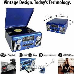 Victrola 50's Retro Bluetooth Record Player & Multimedia Center Blue