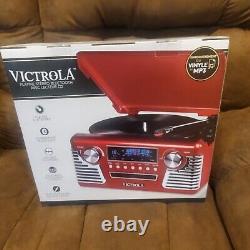 Victrola 50's Retro Bluetooth Record Player & Multimedia Center CD RADIO Red