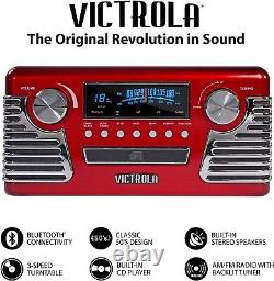 Victrola 50's Retro Record Player Stereo Bluetooth USB CD RED (V50-200-RED) LT