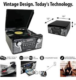 Victrola 50s Retro Bluetooth Record Player & Multimedia Center Black