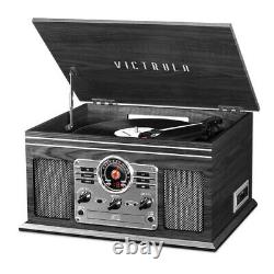 Victrola 6-In-1 Nostalgic Bluetooth Record Player With 3-Speed Turntable Grey