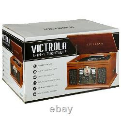 Victrola 6 In 1 Nostalgic Bluetooth Record Player With 3 Speed Turntable With CD