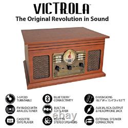 Victrola 6-In-1 Nostalgic Bluetooth Record Player with 3-Speed Turntable with CD