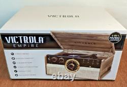 Victrola 6-In-1 Wood Empire Mid Century Modern Bluetooth Record Player with3-Speed