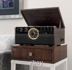 Victrola 6-in-1 Empire Mid-Century Radio Bluetooth Record Player CD Cassette