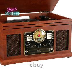 Victrola 6-in-1 Nostalgic Bluetooth Record Player 3 Speed Turntable Mahogany New