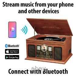 Victrola 6-in-1 Nostalgic Bluetooth Record Player with CD and Cassette