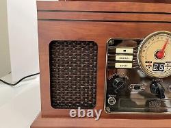 Victrola 6-in-1 Nostalgic Bluetooth Record Player withCD/Cassette/Radio Mahogany