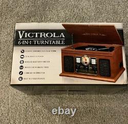 Victrola 6-in-1 Nostalgic Record Player with Turntable Mahogany