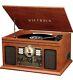 Victrola 6 In 1 Record Player With Bluetooth Cassette Cd Fm Retro Turntable Brown