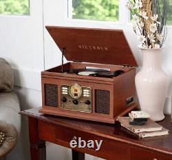 Victrola 6 in 1 Record Player with Bluetooth Cassette CD FM Retro Turntable Brown