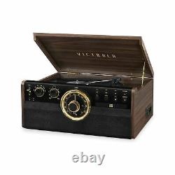 Victrola 6-in-1 Wood Bluetooth Mid Century Record Player with 3-Speed Turntab