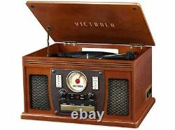 Victrola 7-in-1 Sherwood Bluetooth Recordable Record Player CD Cassette Mahogany
