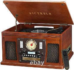 Victrola 8-In-1 Bluetooth Record Player Multimedia Center, Built-In Stereo Spe