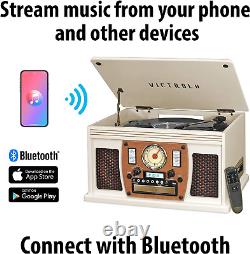 Victrola 8-In-1 Bluetooth Record Player & Multimedia Center, Built-In Stereo Spe