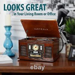 Victrola 8-in-1 Bluetooth Record Player & Multimedia Center, Built-in Speaker