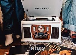 Victrola 8-in-1 Bluetooth Record Player & Multimedia Center, Built-in Speakers