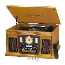 Victrola 8-in-1 Bluetooth Record Player Multimedia Center Built-in Stereo