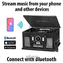 Victrola 8-in-1 Bluetooth Record Player & Multimedia Center, Built-in Stereo