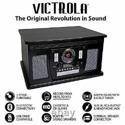 Victrola 8-in-1 Bluetooth Record Player & Multimedia Center Built-in Stereo S