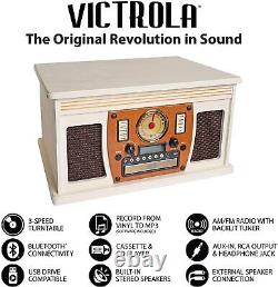 Victrola 8-in-1 Bluetooth Record Player Multimedia Center Built-in Stereo Speake