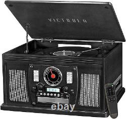 Victrola 8-in-1 Bluetooth Record Player & Multimedia CenterReal Wood Black 1SFA