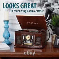 Victrola 8-in-1 Bluetooth Record Player & Multimedia Stereo Speakers Espresso