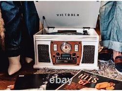 Victrola 8-in-1 Bluetooth Record Player and Multimedia Center Stereo Speakers
