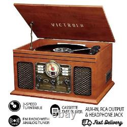 Victrola 8-in-1 Nostalgic Bluetooth Record Player WithBuilt-in Speakers FM Radio