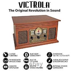 Victrola 8-in-1 Nostalgic Bluetooth Record Player WithBuilt-in Speakers FM Radio