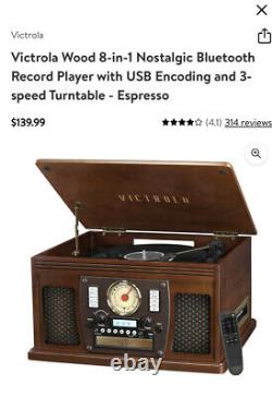 Victrola 8-in-1 Nostalgic Record Player with Turntable Espresso