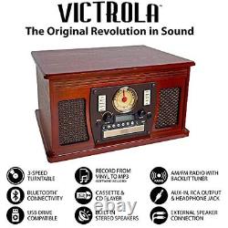 Victrola 8-in-1 Record Player & Multimedia Center, Built-in Stereo Speakers