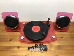 Victrola Acrylic Turntable Modern Bluetooth Wireless Speakers Rare Pink 2-Speed