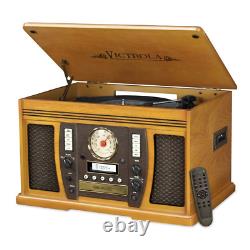 Victrola Aviator Bluetooth Record Player with 3-Speed Turntable Oak